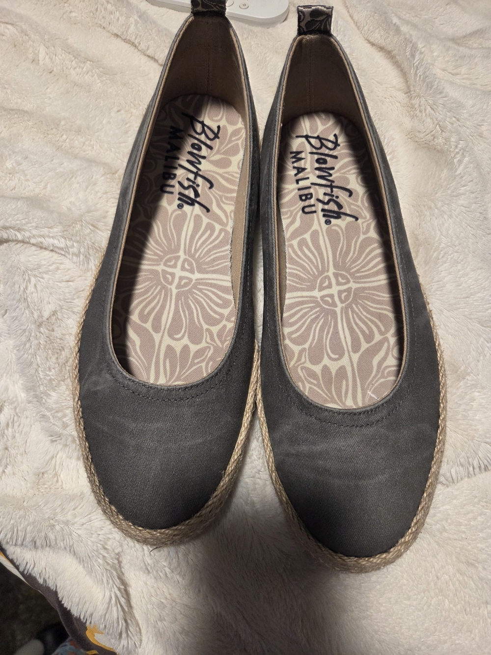 Blowfish Malibu Benita Gray Canvas Espadrille Sneakers with Jute Trim